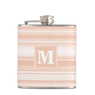 Monogram peach stripes flask