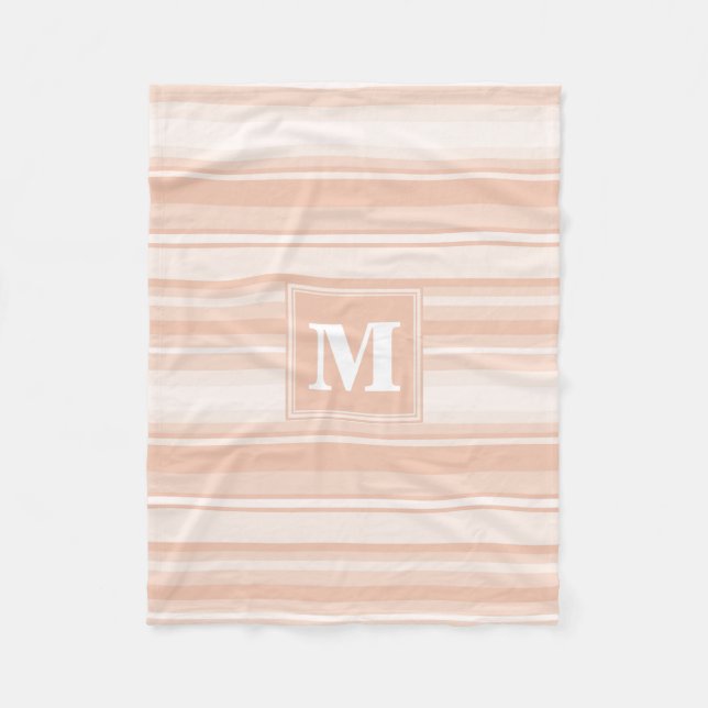 Monogram peach stripes fleece blanket (Front)