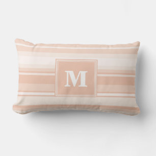 Monogram peach stripes lumbar pillow