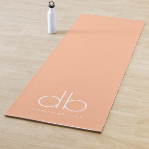 Monogram Peach Stylish Modern Minimalist Yoga Yoga Mat