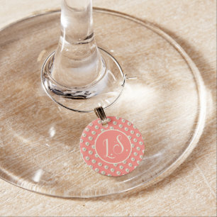 Monogram Pearl Accent Coral Wine Charm