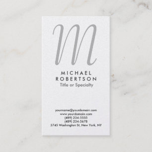 Monogram Pearl Grey Professional Business Card