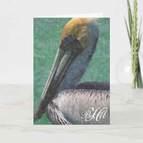 Monogram Pelican You Thank Thank You Card