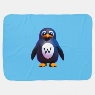 Monogram Penguin Baby Blanket