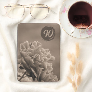 Monogram Peony Single Sepia Kindle Cover