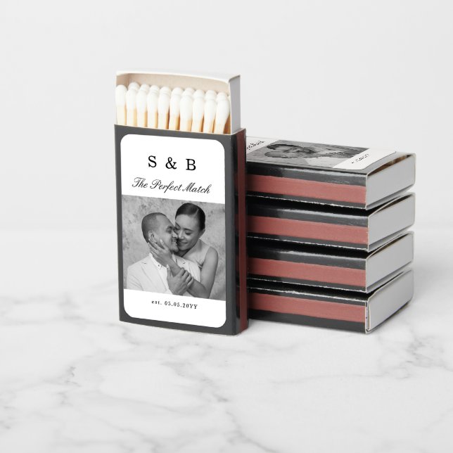  Monogram Perfect Match Elegant Wedding Photo (Stacked)