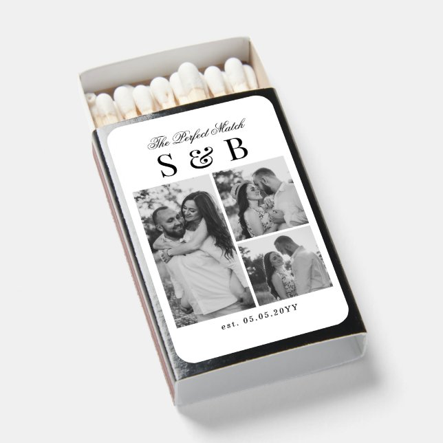 Monogram Perfect Match Script 3 Photo Wedding (Front Open)