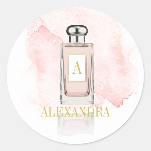 Monogram Perfume Bottle  Elegant Classic Round Sticker