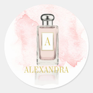 Monogram Perfume Bottle Elegant Classic Round Sticker