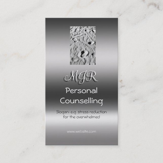 Monogram, Personal Counsellor, metallic-effect Business Card (Front)
