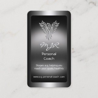 Monogram, Personal Trainer, silver-look Phoenix Business Card