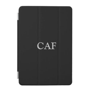 Monogram Personalize Black Light Gray Minimalist iPad Mini Cover