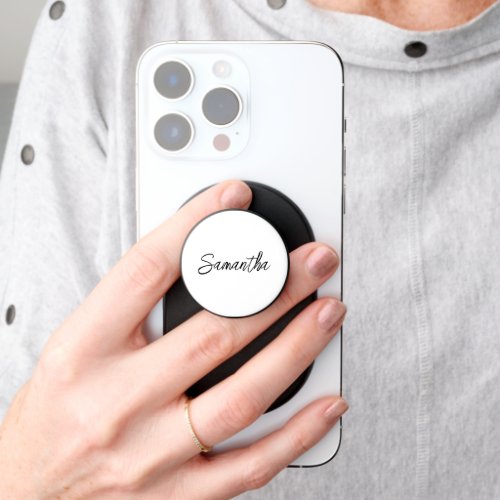 Monogram Personalize Black White Script PopSocket