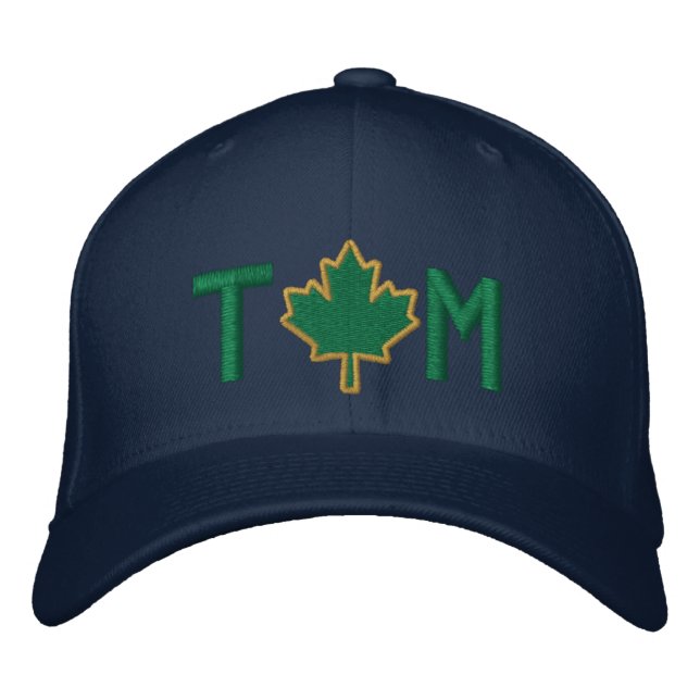 Monogram Personalize Maple Leaf Embroidery Embroidered Baseball Cap (Front)