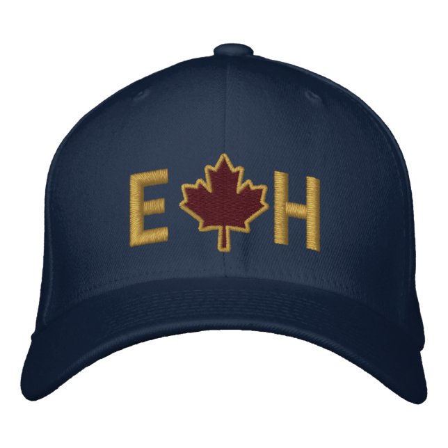 Monogram Personalize Maple Leaf Embroidery Embroidered Baseball Cap (Front)