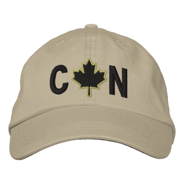 Monogram Personalize Maple Leaf Embroidery Embroidered Baseball Cap (Front)
