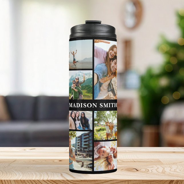 Monogram Personalized 12 Photo Collage Thermal Tumbler (Creator Uploaded)
