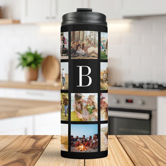 Monogram Personalized 19 Photo Collage Thermal Tumbler (Creator Uploaded)