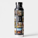 Monogram Personalized 19 Photo Collage Water Bottle<br><div class="desc">Create your own insulated tumbler featuring 19 of your favorite pictures in a minimalist photo collage grid design. Add your own custom monogram initial in modern typography for a personalized touch.</div>