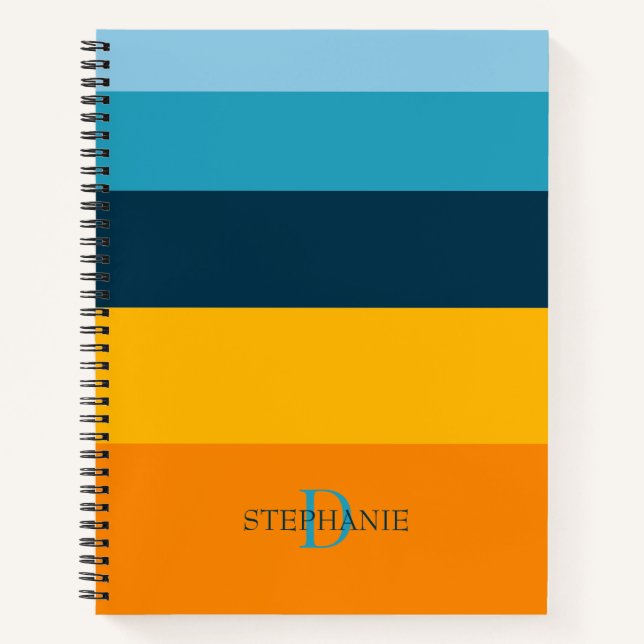 Monogram Personalized 5 Color Blocks Notebook (Front)