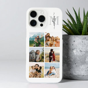 Monogram Personalized 6 Photo Collage iPhone 16 Pro Max Case