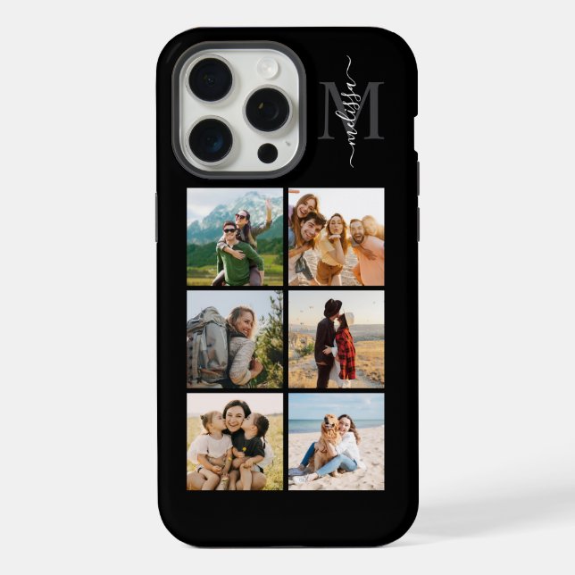 Monogram Personalized 6 Photo Collage Iphone Case (Back)