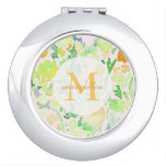Monogram Personalized Abstract Floral Compact Compact Mirror at Zazzle