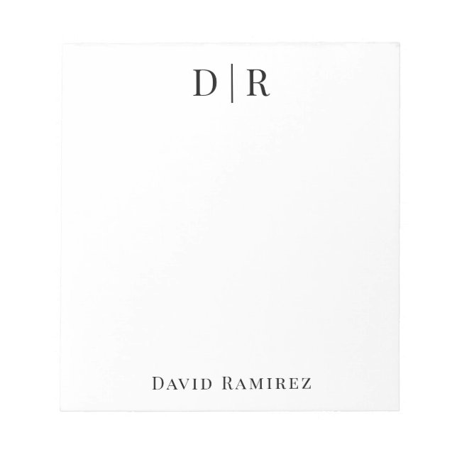 Monogram Personalized Add your own Name Minimal Notepad (Front)