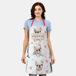 Monogram Personalized Adorable French Bulldog Apron