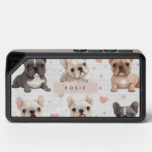 Monogram Personalized Adorable French Bulldog  Bluetooth Speaker (Front)