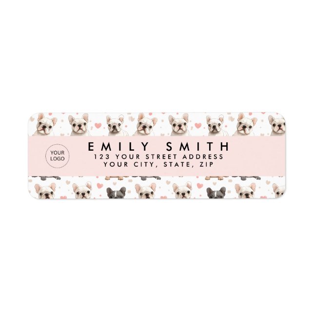 Monogram Personalized Adorable French Bulldog Label (Front)