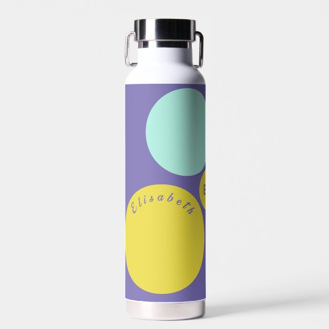 Monogram Personalized Aqua Yellow-Green Purple Water Bottle (Front)