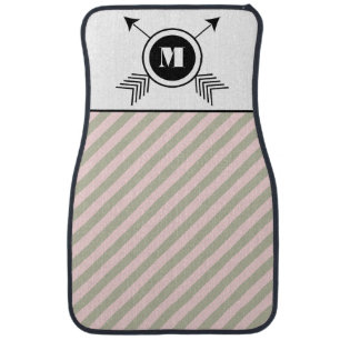 Monogram Personalized Arrow and Stripe Pattern Car Mat