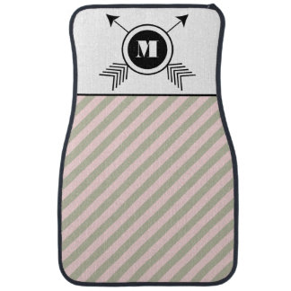 Monogram Personalized Arrow and Stripe Pattern Car Mat