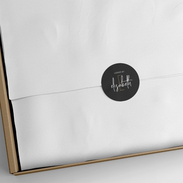 Monogram Personalized Beauty Business Classic Round Sticker (Creator Uploaded)