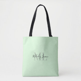 Monogram | Personalized Black and Mint Design |  Tote Bag
