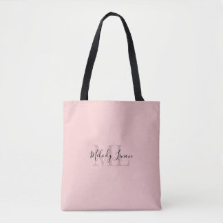 Monogram | Personalized Black and Pink Design |  Tote Bag