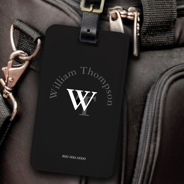 monogram - personalized black luggage tag (Creator Uploaded)