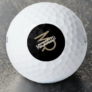 Monogram personalized black white beige name cool golf balls