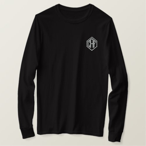 Monogram Personalized Block Font Embroidered  Embroidered Long Sleeve T_Shirt