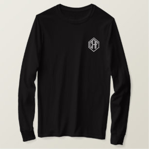 Monogram Personalized Block Font Embroidered  Long Sleeve T-Shirt