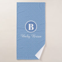 Monogram Personalized Blue Chevron Baby Kids  Bath Towel