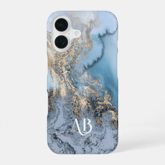 Monogram Personalized Blue Marble iPhone Case