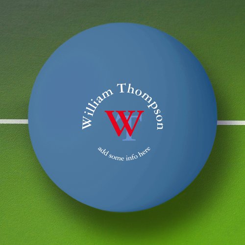 monogram _ personalized blue ping pong ball