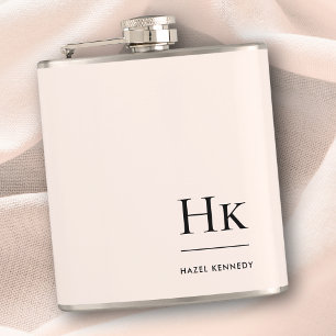 Monogram Personalized Blush Pink Chic Bachelorette Flask