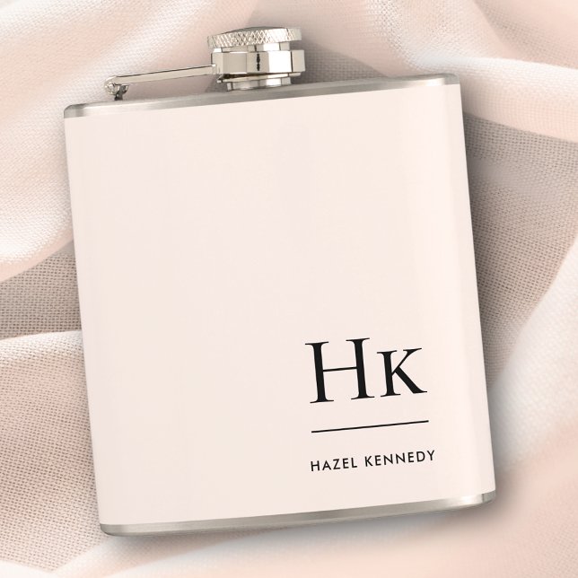 Monogram Personalized Blush Pink Chic Bachelorette Flask (Creator Uploaded)