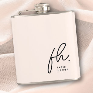 Monogram Personalized Blush Pink Chic Bachelorette Flask