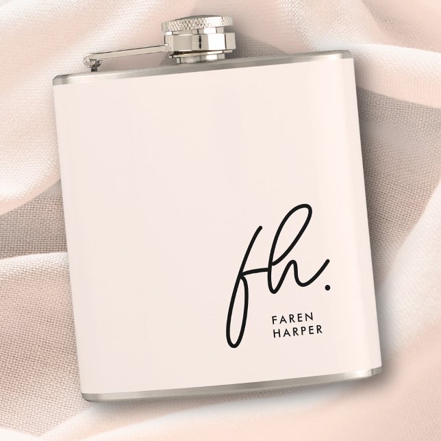 Monogram Personalized Blush Pink Chic Bachelorette Flask (Creator Uploaded)