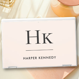 Monogram Personalized Blush Pink Classic Name HP Laptop Skin