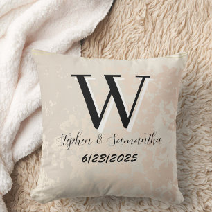 Monogram personalized boho wedding keepsake throw pillow